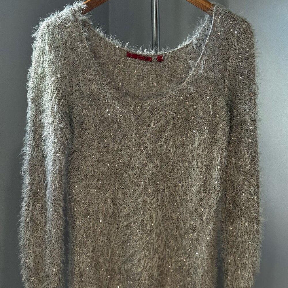 Gorgeous fuzzy sparkly sweater for a night out